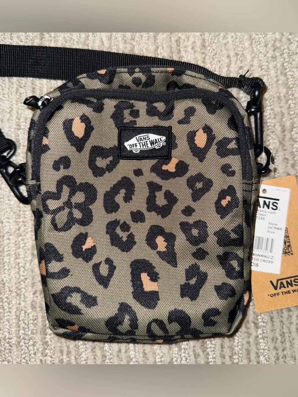 Vans- Leopard Print Crossbody Bag - Olive and Tan Accents